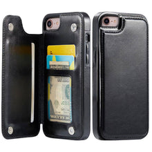 Load image into Gallery viewer, For iPhone X/XS XR XS Max SE 2022 SE 2020 8 7 Wallet Case With Card Holder, PU Faux Leather Kickstand Card Slots Case, Double Magnetic Clasp And Durable Shockproof Cover
