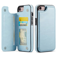 Load image into Gallery viewer, For iPhone X/XS XR XS Max SE 2022 SE 2020 8 7 Wallet Case With Card Holder, PU Faux Leather Kickstand Card Slots Case, Double Magnetic Clasp And Durable Shockproof Cover