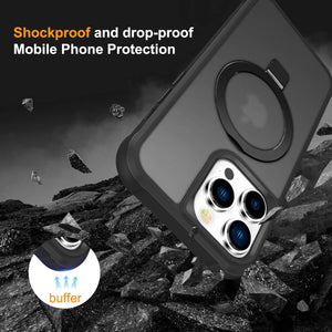 Magnetic for iPhone 14 13 12 11 Pro Max Case [Compatible with Mag-safe] with Stand, [Military Grade Drop Protection] Shockproof Translucent Back Slim Protective Phone Case