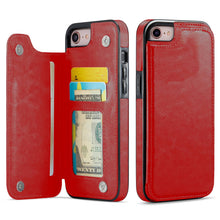 Load image into Gallery viewer, For iPhone X/XS XR XS Max SE 2022 SE 2020 8 7 Wallet Case With Card Holder, PU Faux Leather Kickstand Card Slots Case, Double Magnetic Clasp And Durable Shockproof Cover