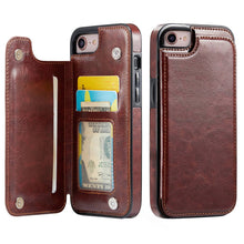 Load image into Gallery viewer, For iPhone X/XS XR XS Max SE 2022 SE 2020 8 7 Wallet Case With Card Holder, PU Faux Leather Kickstand Card Slots Case, Double Magnetic Clasp And Durable Shockproof Cover