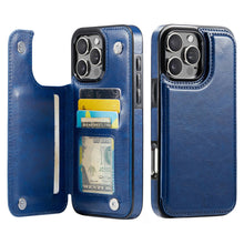 Load image into Gallery viewer, For iPhone 16 15 14 Pro Max 16 15 14 Plus Wallet Case with Card Holder, PU Faux Leather Kickstand Card Slots Case, Double Magnetic Clasp And Durable Shockproof Cover