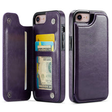 Load image into Gallery viewer, For iPhone X/XS XR XS Max SE 2022 SE 2020 8 7 Wallet Case With Card Holder, PU Faux Leather Kickstand Card Slots Case, Double Magnetic Clasp And Durable Shockproof Cover