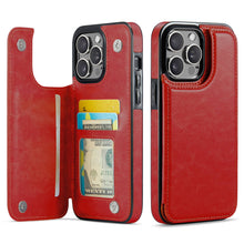Load image into Gallery viewer, For iPhone 13 12 11 Pro Max iPhone 13 12 Mini Wallet Case With Card Holder, PU Faux Leather Kickstand Card Slots Case, Double Magnetic Clasp And Durable Shockproof Cover