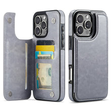 Load image into Gallery viewer, For iPhone 16 15 14 Pro Max 16 15 14 Plus Wallet Case with Card Holder, PU Faux Leather Kickstand Card Slots Case, Double Magnetic Clasp And Durable Shockproof Cover