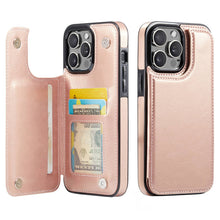 Load image into Gallery viewer, For iPhone 13 12 11 Pro Max iPhone 13 12 Mini Wallet Case With Card Holder, PU Faux Leather Kickstand Card Slots Case, Double Magnetic Clasp And Durable Shockproof Cover