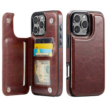 Load image into Gallery viewer, For iPhone 16 15 14 Pro Max 16 15 14 Plus Wallet Case with Card Holder, PU Faux Leather Kickstand Card Slots Case, Double Magnetic Clasp And Durable Shockproof Cover
