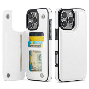 For iPhone 16 15 14 Pro Max 16 15 14 Plus Wallet Case with Card Holder, PU Faux Leather Kickstand Card Slots Case, Double Magnetic Clasp And Durable Shockproof Cover