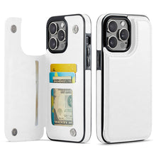 Load image into Gallery viewer, For iPhone 13 12 11 Pro Max iPhone 13 12 Mini Wallet Case With Card Holder, PU Faux Leather Kickstand Card Slots Case, Double Magnetic Clasp And Durable Shockproof Cover
