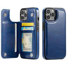 Load image into Gallery viewer, For iPhone 13 12 11 Pro Max iPhone 13 12 Mini Wallet Case With Card Holder, PU Faux Leather Kickstand Card Slots Case, Double Magnetic Clasp And Durable Shockproof Cover