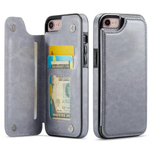 Load image into Gallery viewer, For iPhone X/XS XR XS Max SE 2022 SE 2020 8 7 Wallet Case With Card Holder, PU Faux Leather Kickstand Card Slots Case, Double Magnetic Clasp And Durable Shockproof Cover