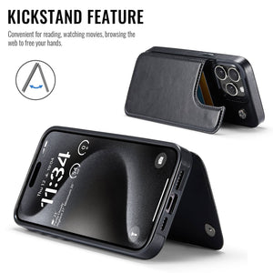 For iPhone 13 12 11 Pro Max iPhone 13 12 Mini Wallet Case With Card Holder, PU Faux Leather Kickstand Card Slots Case, Double Magnetic Clasp And Durable Shockproof Cover