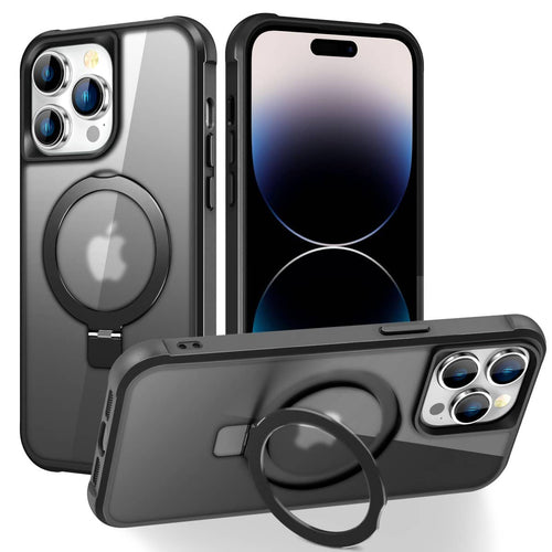 Magnetic for iPhone 14 13 12 11 Pro Max Case [Compatible with Mag-safe] with Stand, [Military Grade Drop Protection] Shockproof Translucent Back Slim Protective Phone Case