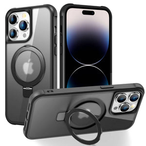 Magnetic for iPhone 14 13 12 11 Pro Max Case [Compatible with Mag-safe] with Stand, [Military Grade Drop Protection] Shockproof Translucent Back Slim Protective Phone Case