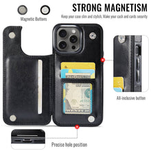 Load image into Gallery viewer, For iPhone 13 12 11 Pro Max iPhone 13 12 Mini Wallet Case With Card Holder, PU Faux Leather Kickstand Card Slots Case, Double Magnetic Clasp And Durable Shockproof Cover