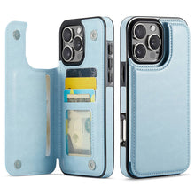 Load image into Gallery viewer, For iPhone 16 15 14 Pro Max 16 15 14 Plus Wallet Case with Card Holder, PU Faux Leather Kickstand Card Slots Case, Double Magnetic Clasp And Durable Shockproof Cover