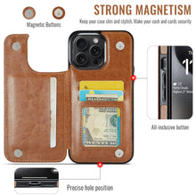 Load image into Gallery viewer, For iPhone 16 15 14 Pro Max 16 15 14 Plus Wallet Case with Card Holder, PU Faux Leather Kickstand Card Slots Case, Double Magnetic Clasp And Durable Shockproof Cover