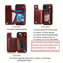 Load image into Gallery viewer, For iPhone 16 15 14 Pro Max 16 15 14 Plus Wallet Case with Card Holder, PU Faux Leather Kickstand Card Slots Case, Double Magnetic Clasp And Durable Shockproof Cover