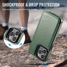 Load image into Gallery viewer, For iPhone 13 12 11 Pro Max iPhone 13 12 Mini Wallet Case With Card Holder, PU Faux Leather Kickstand Card Slots Case, Double Magnetic Clasp And Durable Shockproof Cover