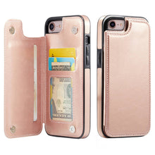 Load image into Gallery viewer, For iPhone X/XS XR XS Max SE 2022 SE 2020 8 7 Wallet Case With Card Holder, PU Faux Leather Kickstand Card Slots Case, Double Magnetic Clasp And Durable Shockproof Cover