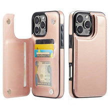 Load image into Gallery viewer, For iPhone 16 15 14 Pro Max 16 15 14 Plus Wallet Case with Card Holder, PU Faux Leather Kickstand Card Slots Case, Double Magnetic Clasp And Durable Shockproof Cover