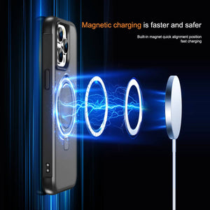 Magnetic for iPhone 14 13 12 11 Pro Max Case [Compatible with Mag-safe] with Stand, [Military Grade Drop Protection] Shockproof Translucent Back Slim Protective Phone Case