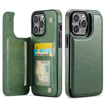 Load image into Gallery viewer, For iPhone 13 12 11 Pro Max iPhone 13 12 Mini Wallet Case With Card Holder, PU Faux Leather Kickstand Card Slots Case, Double Magnetic Clasp And Durable Shockproof Cover
