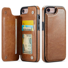 Load image into Gallery viewer, For iPhone X/XS XR XS Max SE 2022 SE 2020 8 7 Wallet Case With Card Holder, PU Faux Leather Kickstand Card Slots Case, Double Magnetic Clasp And Durable Shockproof Cover
