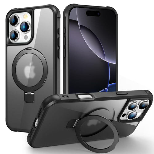 Magnetic for iPhone 16 15 Pro Max Case [Compatible with Mag-safe] with Stand, [Military Grade Drop Protection] Shockproof Translucent Back Slim Protective Phone Case