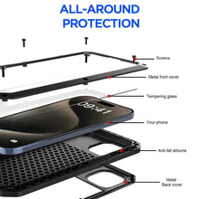 Load image into Gallery viewer, Heavy Duty Protection Armor Metal Case for iPhone 16 15 14 13 12 11 Pro Max XR 8