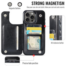 Load image into Gallery viewer, For iPhone 16 15 14 Pro Max 16 15 14 Plus Wallet Case with Card Holder, PU Faux Leather Kickstand Card Slots Case, Double Magnetic Clasp And Durable Shockproof Cover