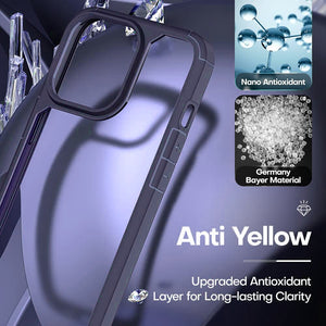 【3 in 1】Case for iPhone 14 Pro Max with Tempered Glass Screen Protector Matte-Finish All-Round Protection Shockproof Cover