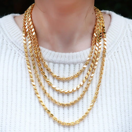 4mm Wide Diamond Dubai Gold Charm Chain Necklaces Pendant Necklace Bracelet Earring Jewelry