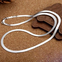 Load image into Gallery viewer, 925 Silver Color 4MM Chain Necklace for Women Luxury Couple Fine Jewelry Blade Chain Wedding Gift Choker Clavicle Necklace