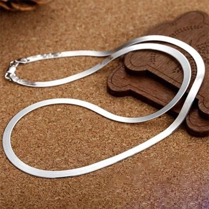 925 Silver Color 4MM Chain Necklace for Women Luxury Couple Fine Jewelry Blade Chain Wedding Gift Choker Clavicle Necklace