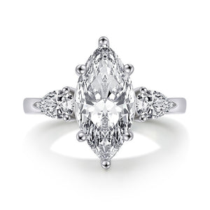 925 Sterling Silver 4ct Marquise 8*16mm Created Moissanite Diamond Engagement Rings for Women Wedding Fine Jewelry Wholesale