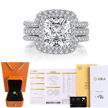 Load image into Gallery viewer, 925 Sterling Silver Ring Classic Luxury Diamond Jewelry 4ct Moissanite Wedding Anniversary Rings Set for Women Fine Jewelry