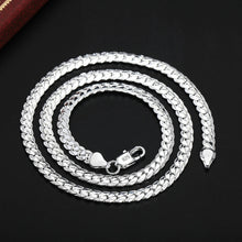 Load image into Gallery viewer, 925 Silver Color Christmas Gifts European Style Retro 6MM Flat Chain Necklace Bracelets Fashion For Man Women Jewelry Sets S085