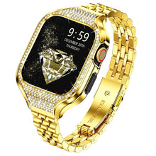 Load image into Gallery viewer, Bling Metal Case+Strap For Apple Watch Band Stainless Steel Dressy Bracelet+Rhinestone Case iwatch Series SE 7 6 5 4 8