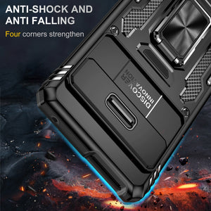 Case for Google Pixel 7 Pro Case with Slide Camera Cover, 360° Magnetic Ring Kickstand Upgraded Military Grade Shockproof Case