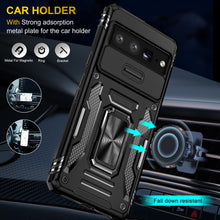 Load image into Gallery viewer, Case for Google Pixel 7 Pro Case with Slide Camera Cover, 360° Magnetic Ring Kickstand Upgraded Military Grade Shockproof Case