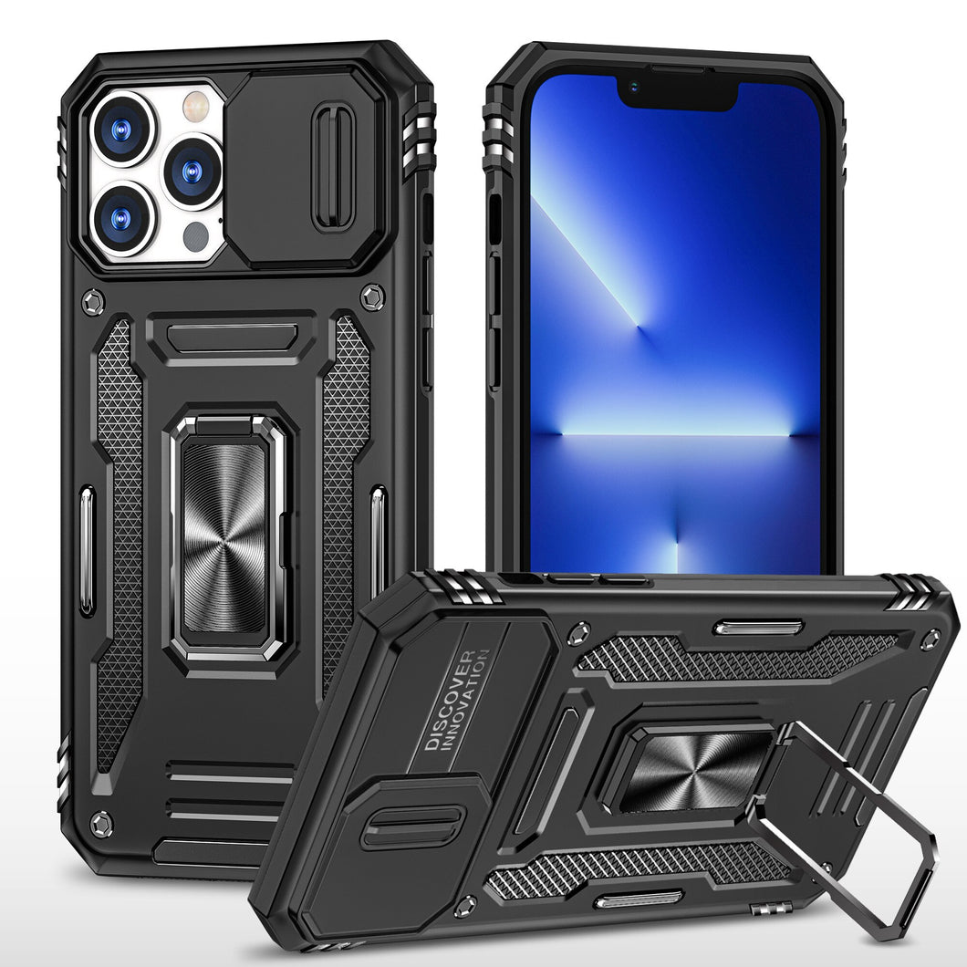 Case for iPhone 14 Pro Max Case with Slide Camera Cover, 360° Magnetic Ring Kickstand Upgraded Military Grade Shockproof Case