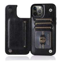 Load image into Gallery viewer, Double Buckle Leather Case for iPhone 14 Pro Max 14 Plus with Card Slots and Stand Function Drop Protection Cover