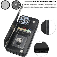 Load image into Gallery viewer, Double Buckle Leather Case for iPhone 14 Pro Max 14 Plus with Card Slots and Stand Function Drop Protection Cover
