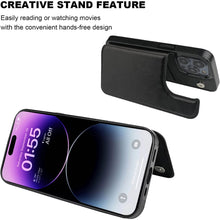 Load image into Gallery viewer, Double Buckle Leather Case for iPhone 14 Pro Max 14 Plus with Card Slots and Stand Function Drop Protection Cover