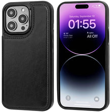 Load image into Gallery viewer, Double Buckle Leather Case for iPhone 14 Pro Max 14 Plus with Card Slots and Stand Function Drop Protection Cover