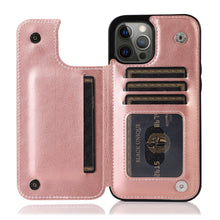 Load image into Gallery viewer, Double Buckle Leather Case for iPhone 14 Pro Max 14 Plus with Card Slots and Stand Function Drop Protection Cover