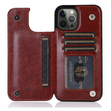 Load image into Gallery viewer, Double Buckle Leather Case for iPhone 14 Pro Max 14 Plus with Card Slots and Stand Function Drop Protection Cover