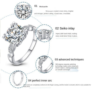 Fashion 925 Sterling Silver Ring 3ct Round Moissanite Engagement Diamond Rings High Jewellery Wedding Rings for Couples