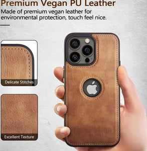 For iPhone 14 Pro Max 14 Plus 2022 5G Case Slim PU Leather Logo Hole Soft Silicone Shockproof Back Cover for iPhone 14 Pro(6.1)
